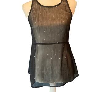 Old Navy Size Small Black Polka Dot Sheer Sleeveless blouse Coquette Layering